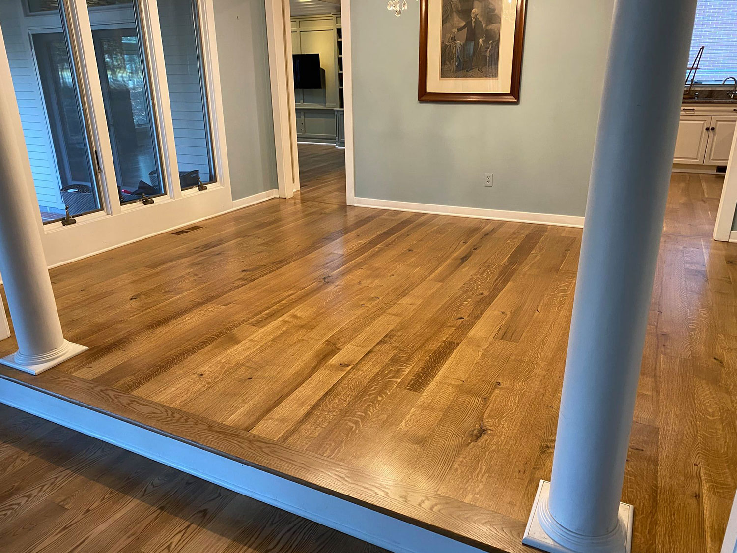 custom installed sanded and finished white oak