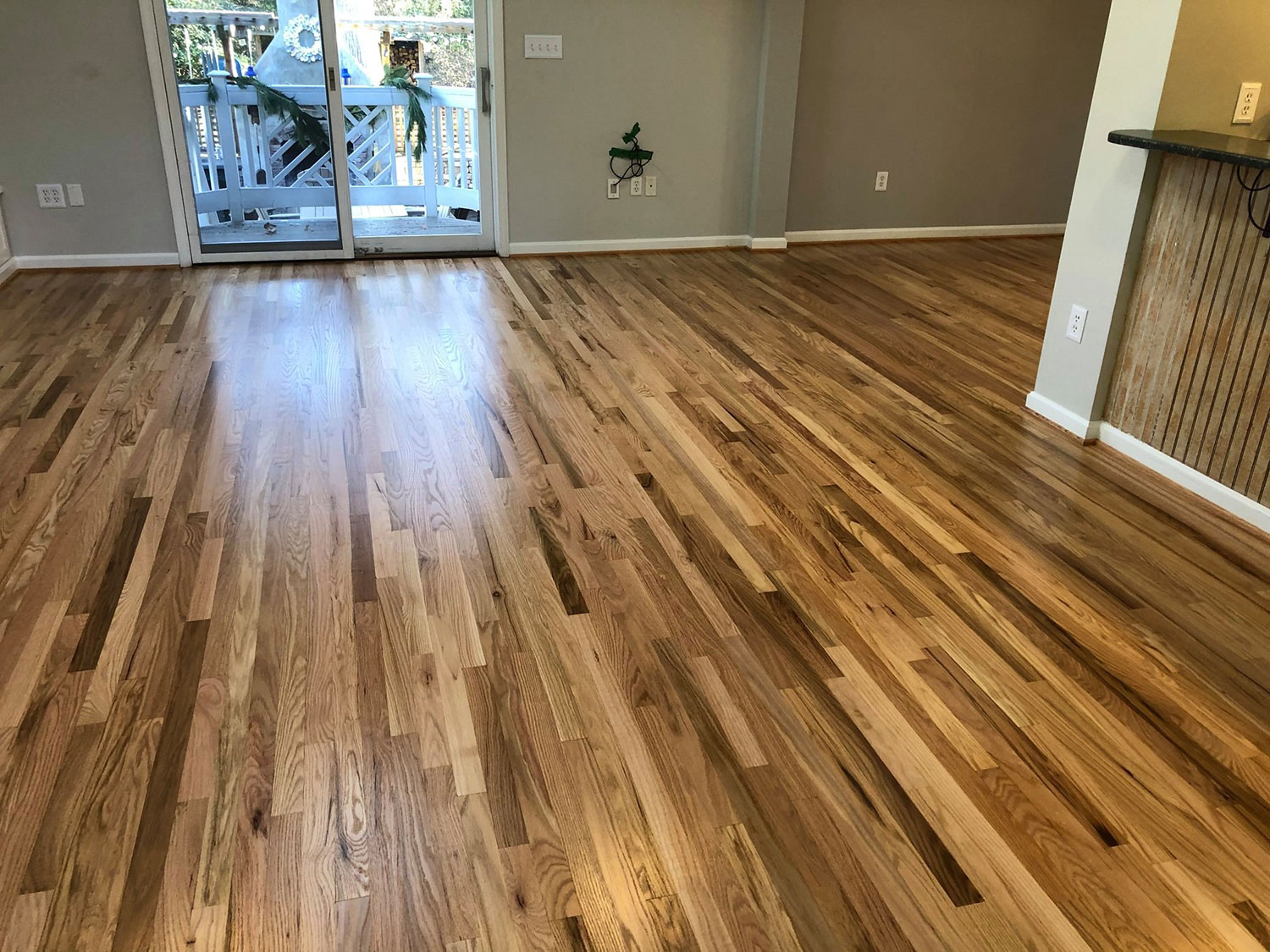 custom sanded and finished red oak hardwood flooring