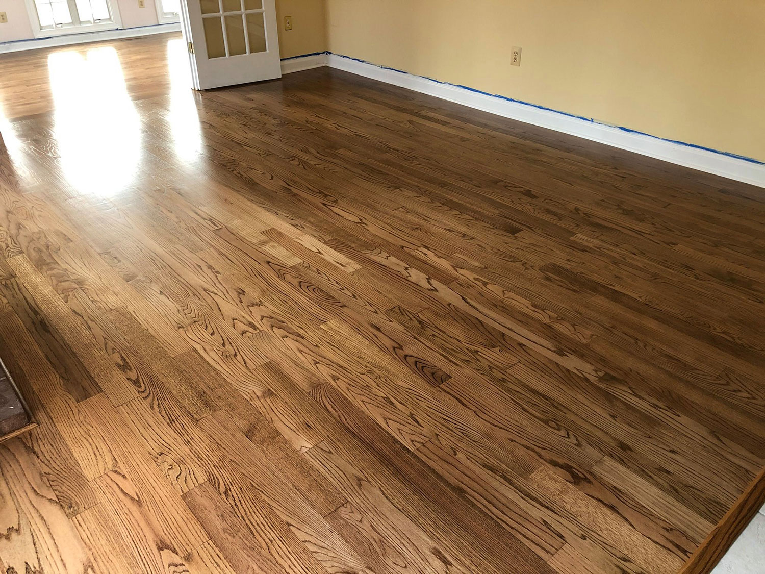 Custom Sanded and Finished Red Oak Hardwood Floor Early American Stain