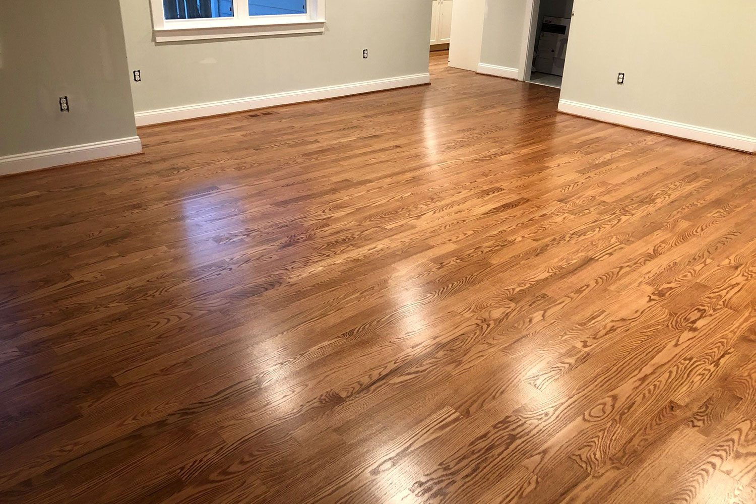 Installed Red Oak Cherry Stain Hardwood Flooring