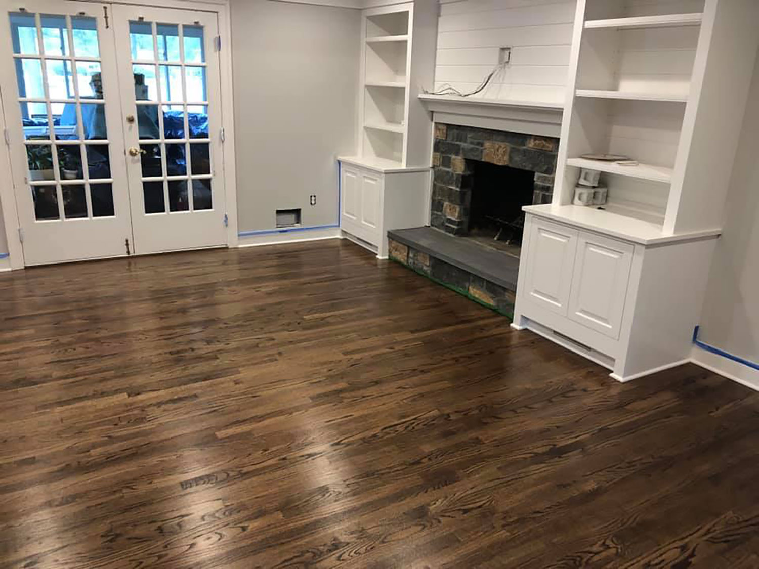 Red Oak Hardwood Floor Stained with Provincial and Espresso Stain