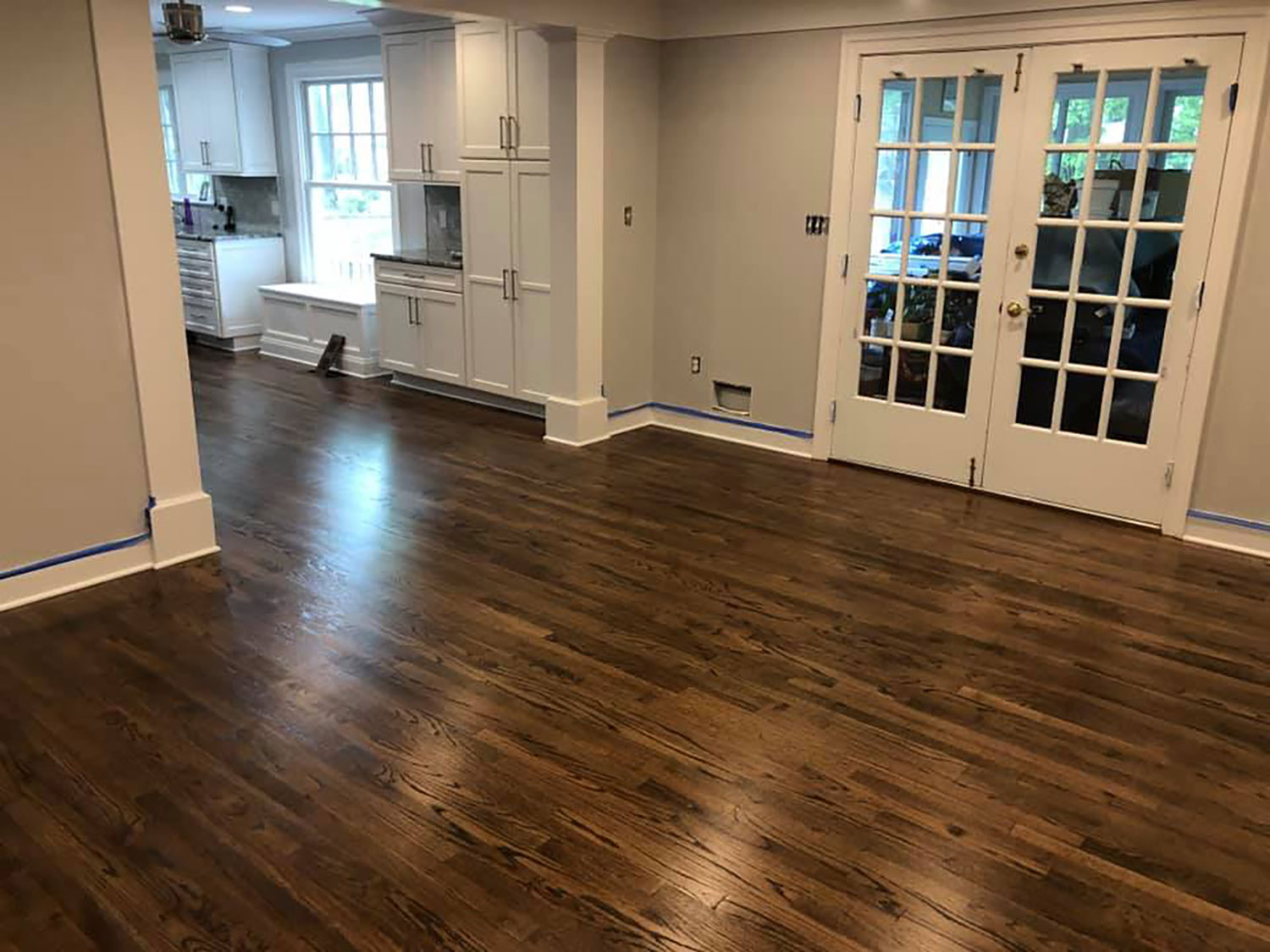 Red Oak Hardwood Floor Stained with Provincial and Espresso Stain